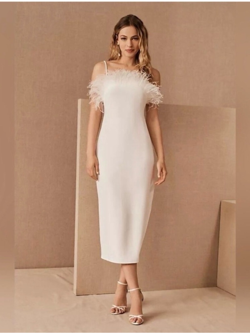NWT Elliatt Ivory Harley Party Dress Feather Detail Size Small